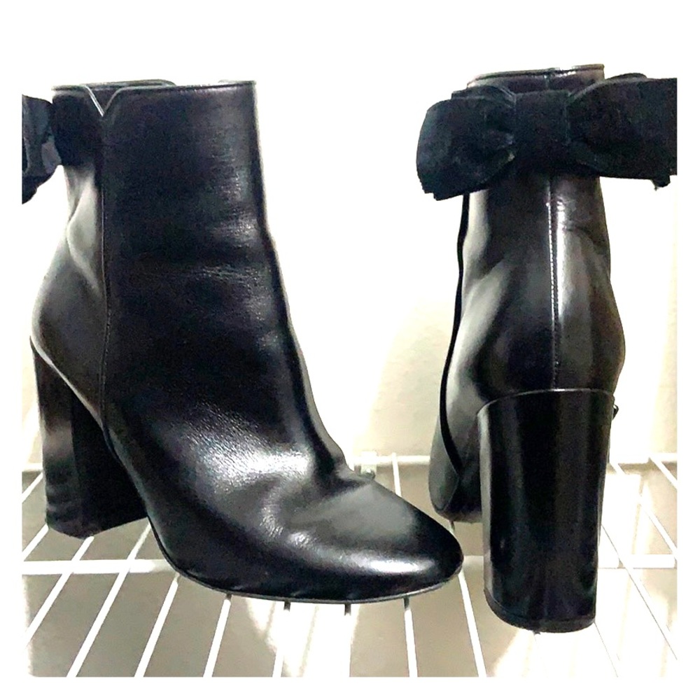 Kate spade black bootie garnet bow sz 8